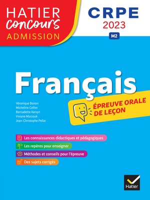 cover image of Français, CRPE 2023, Epreuve orale d'admission